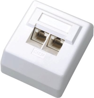 DATACOM Datová zásuvka UTP CAT5E 2xRJ45 na omítku 45st. bílá