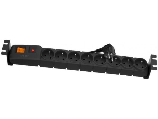 ACAR 19'' rozvodný panel 8x 230V, ČSN, kabel 5m, přepěťová ochrana, vč. montážních držáků do racku