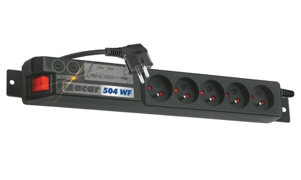 ACAR 19" rozvodný panel 5x 230V, ČSN, kabel 3m, přepěťová ochrana, filtr proti rušení, 2x pojistka